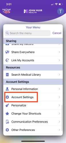 account settings